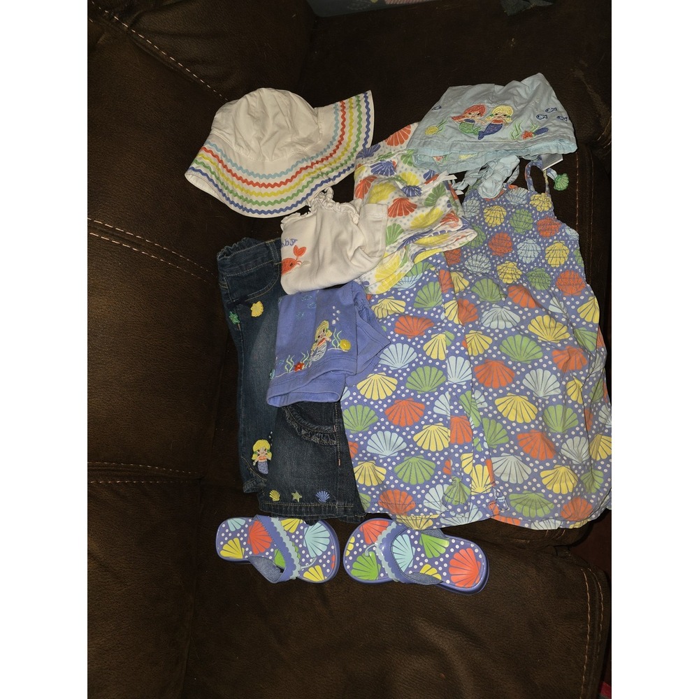 Gymboree mermaid magic 11 piece lot hat tops shorts capris shoes size 2t‎